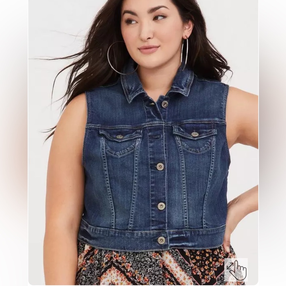Womens Torrid Denim Blue Vest - Medium to dark Wash Size 2 - Picture 3 of 10